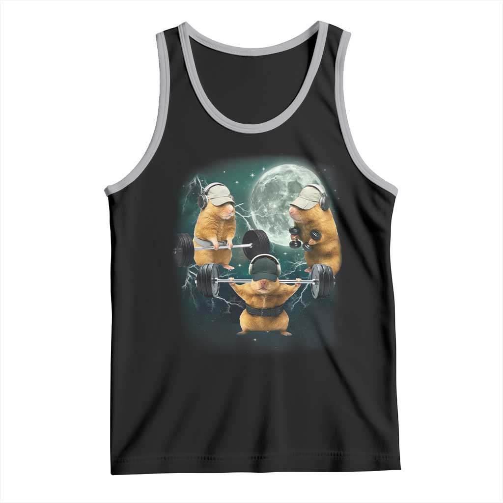 Funny Three Hamster Deadlift Gym Rat Moon Training Weightlifting Meme Tank Top - Wonder Print Shop