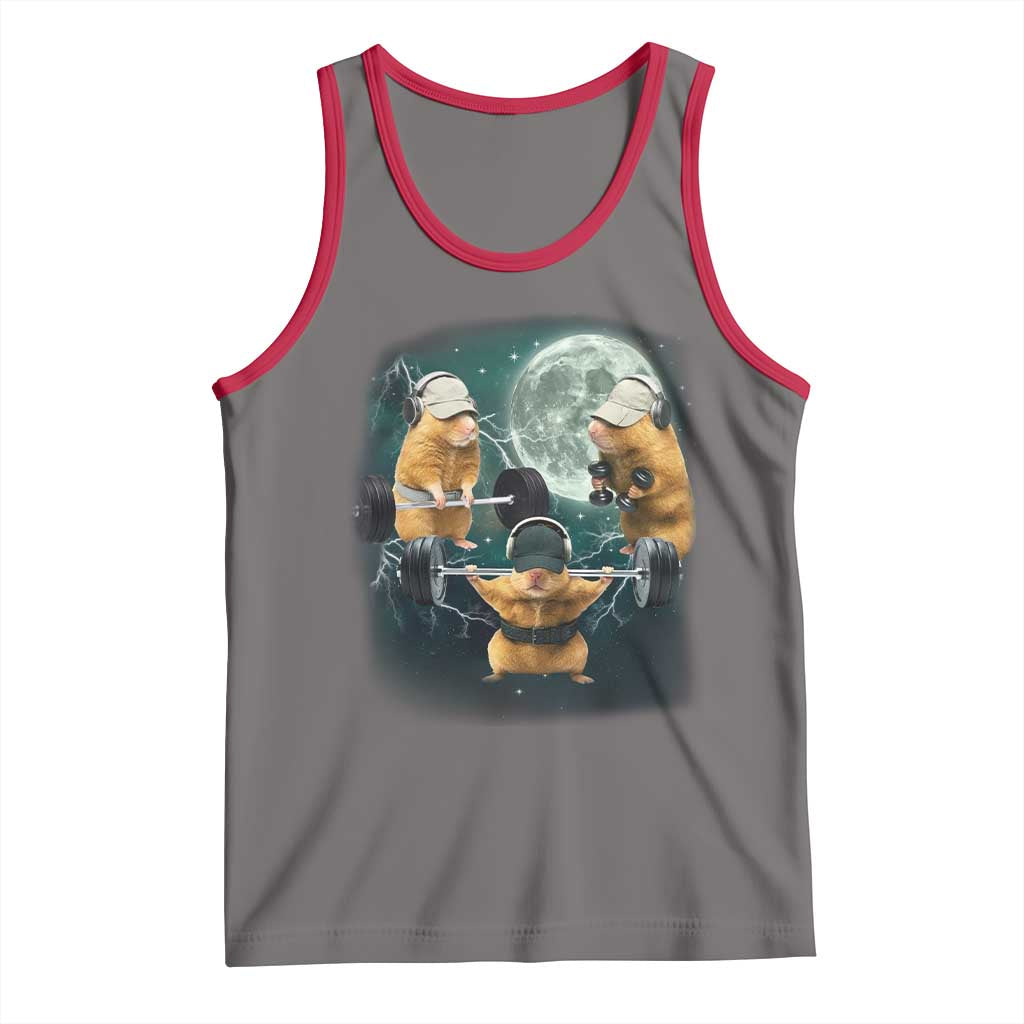 Funny Three Hamster Deadlift Gym Rat Moon Training Weightlifting Meme Tank Top - Wonder Print Shop