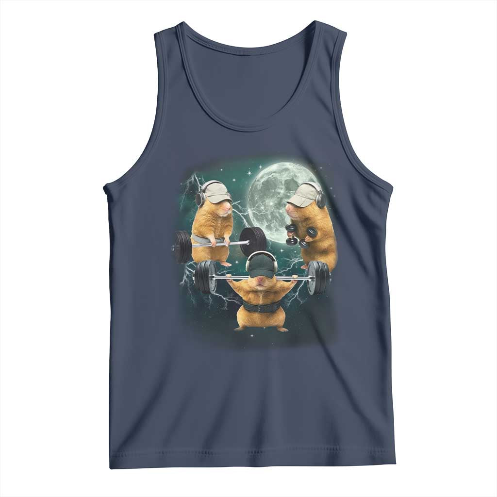 Funny Three Hamster Deadlift Gym Rat Moon Training Weightlifting Meme Tank Top - Wonder Print Shop
