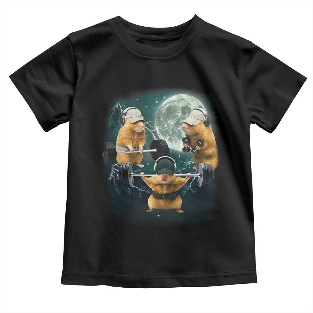 Funny Three Hamster Deadlift Gym Rat Moon Training Weightlifting Meme Toddler T Shirt - Wonder Print Shop