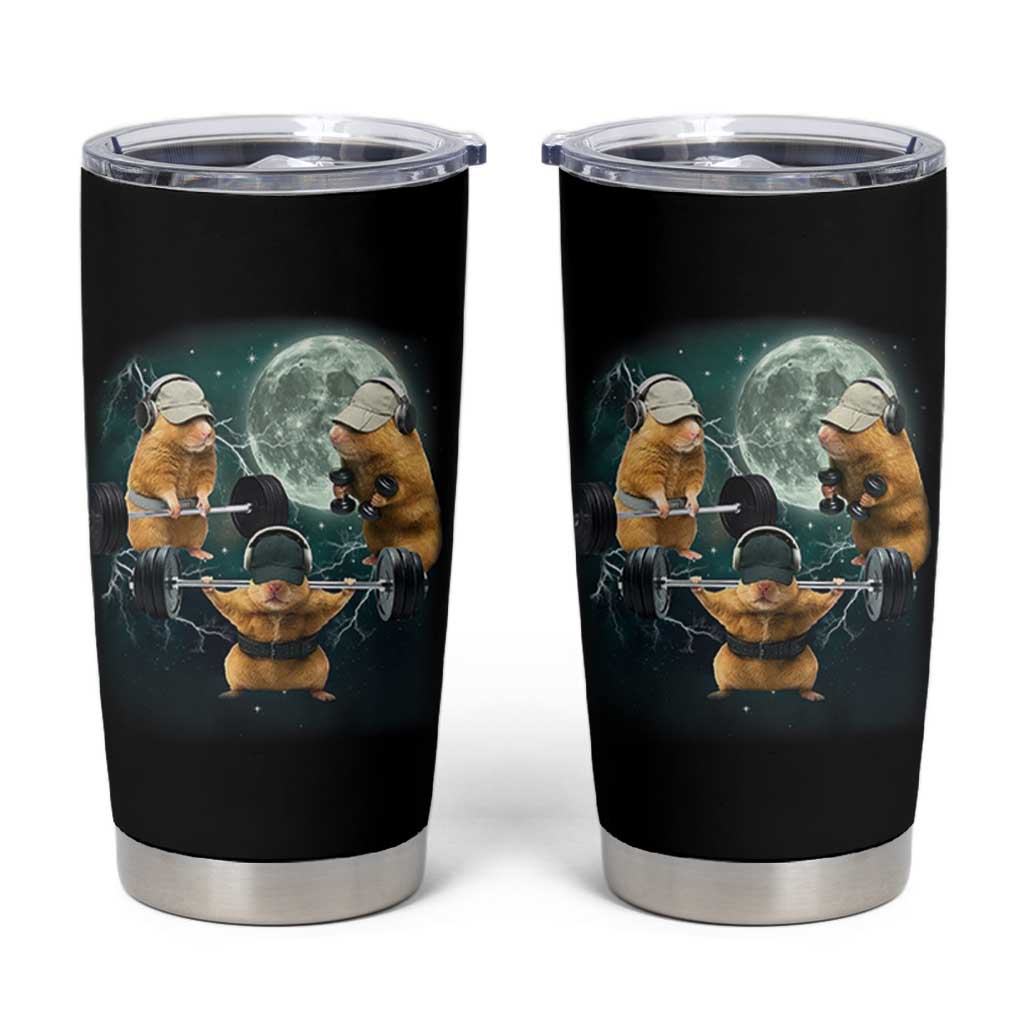 Funny Three Hamster Deadlift Gym Rat Moon Training Weightlifting Meme Tumbler Cup - Wonder Print Shop
