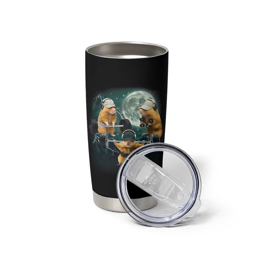 Funny Three Hamster Deadlift Gym Rat Moon Training Weightlifting Meme Tumbler Cup - Wonder Print Shop