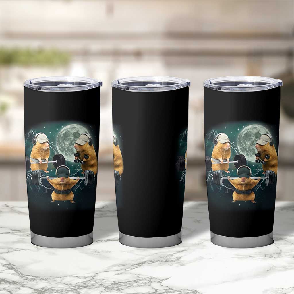 Funny Three Hamster Deadlift Gym Rat Moon Training Weightlifting Meme Tumbler Cup - Wonder Print Shop