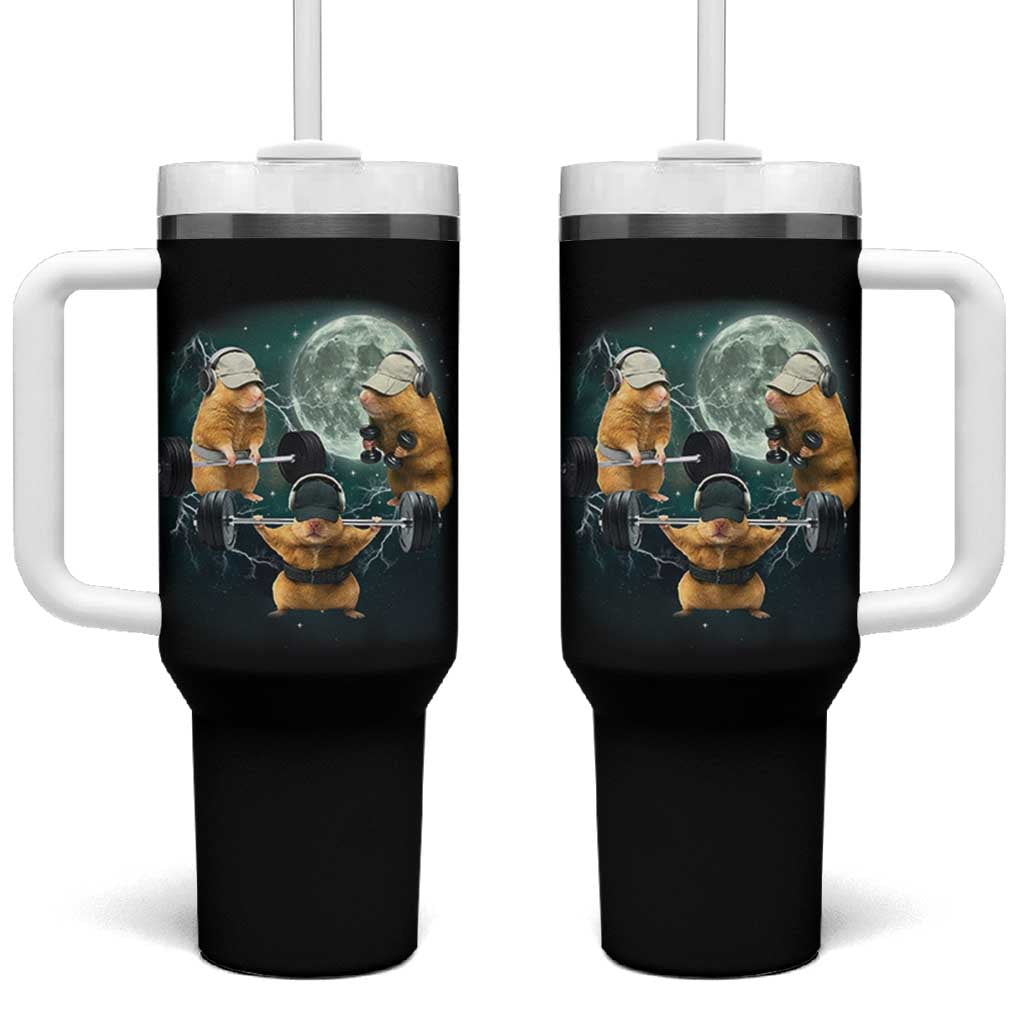 Funny Three Hamster Deadlift Gym Rat Moon Training Weightlifting Meme Tumbler With Handle - Wonder Print Shop