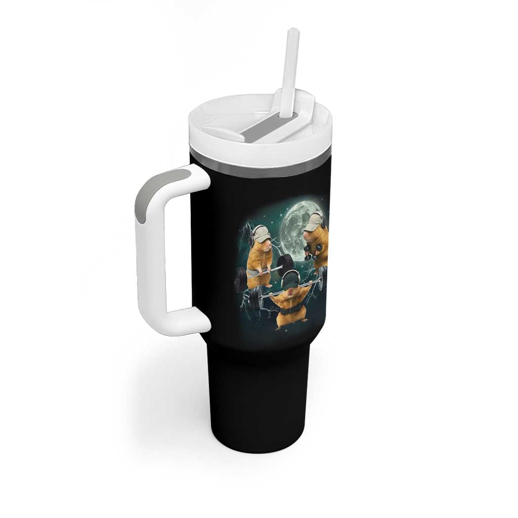 Funny Three Hamster Deadlift Gym Rat Moon Training Weightlifting Meme Tumbler With Handle - Wonder Print Shop