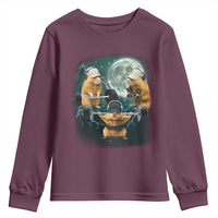 Funny Three Hamster Deadlift Gym Rat Moon Training Weightlifting Meme Youth Sweatshirt - Wonder Print Shop