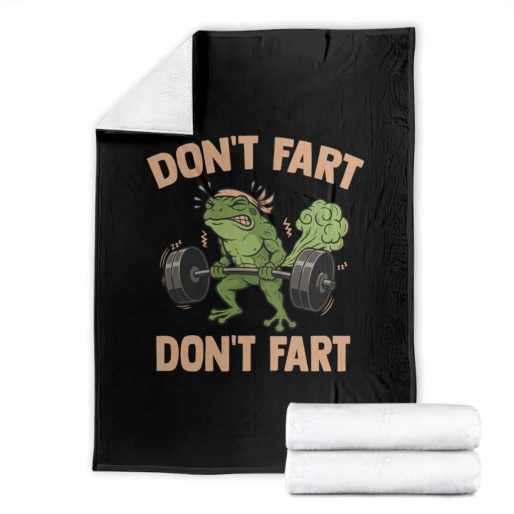 Gym Frog Throw Blanket Dont Fart Workout Weights Squat Humor - Wonder Print Shop