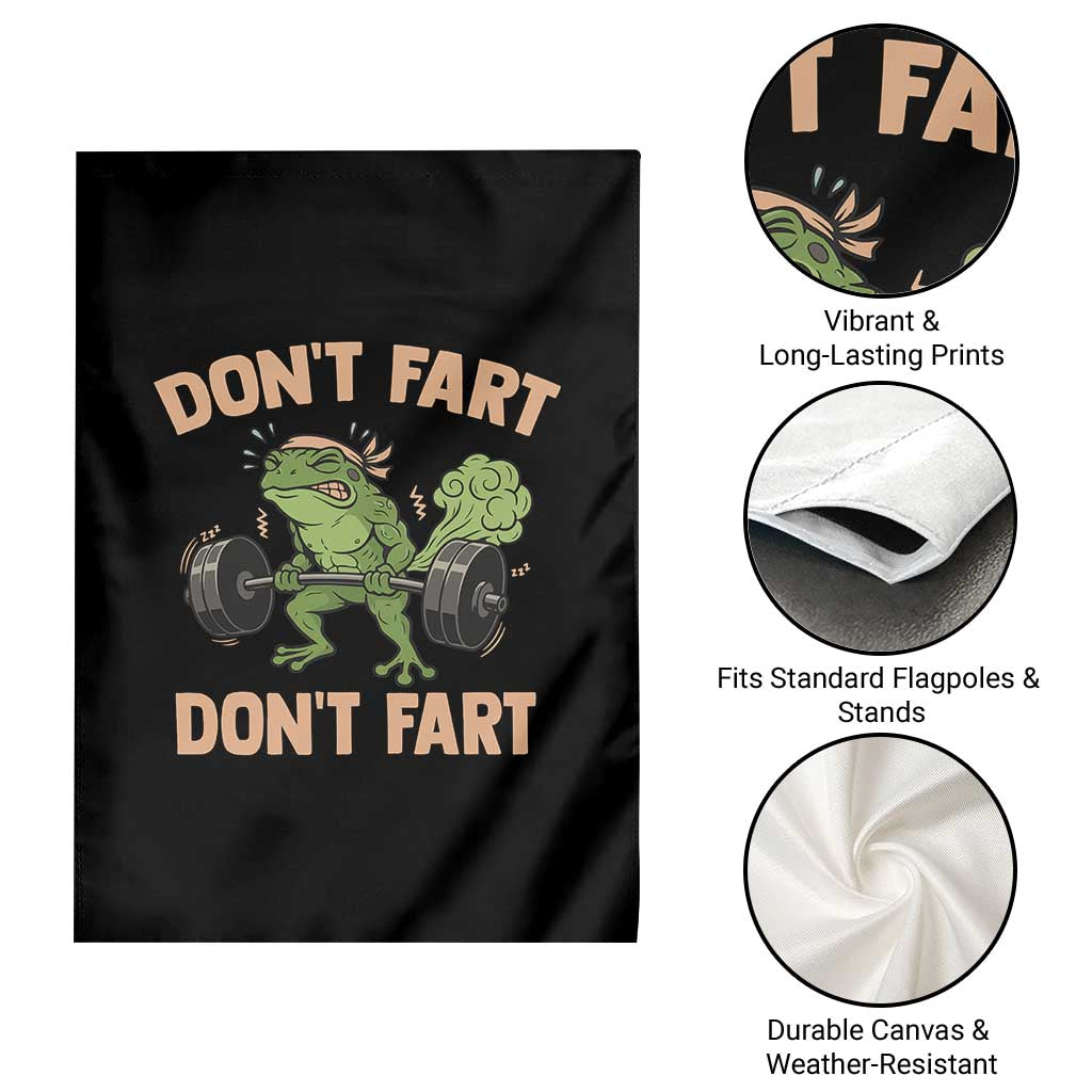 Gym Frog Garden Flag Dont Fart Workout Weights Squat Humor - Wonder Print Shop