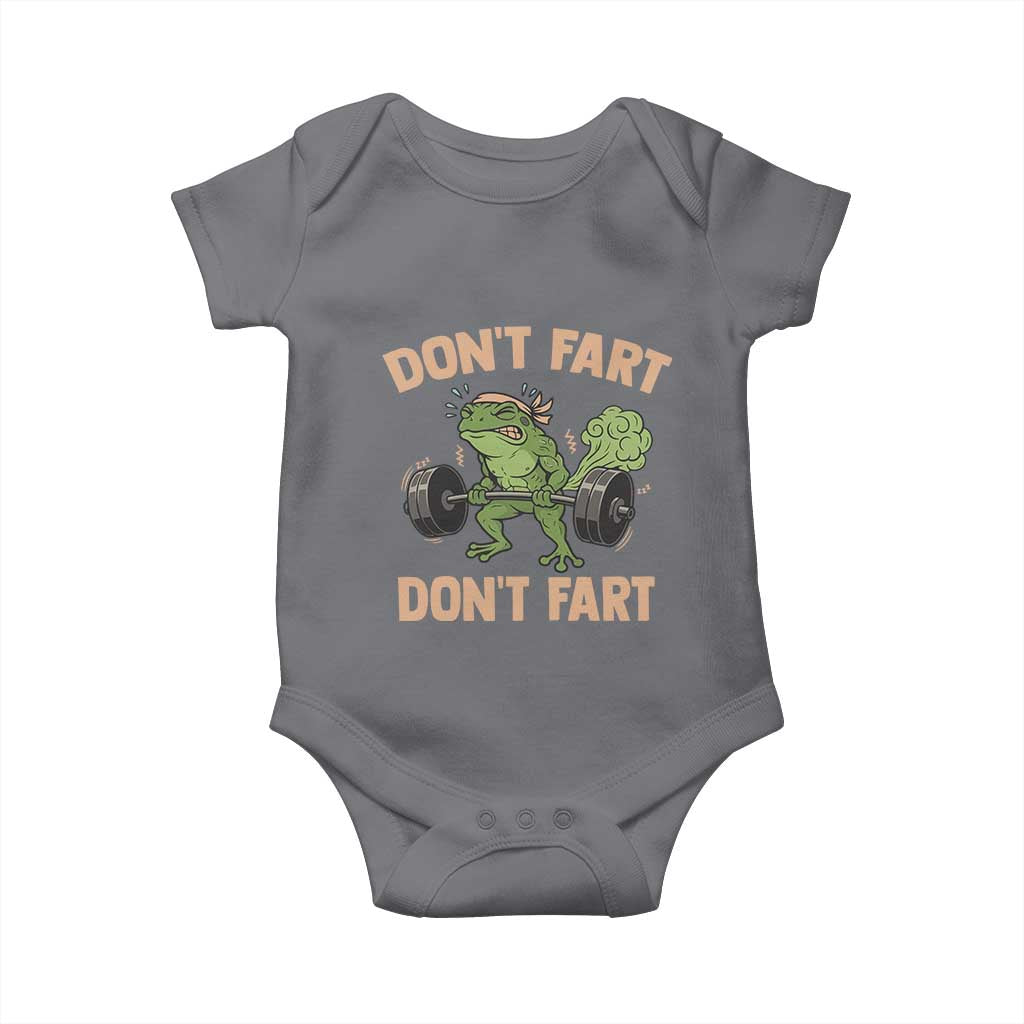Gym Frog Baby Onesie Dont Fart Workout Weights Squat Humor - Wonder Print Shop