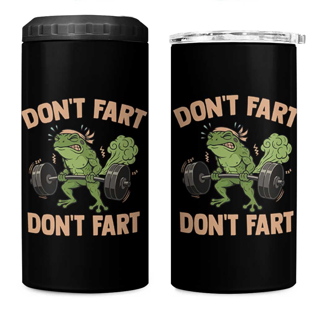 Gym Frog 4 in 1 Can Cooler Tumbler Dont Fart Workout Weights Squat Humor - Wonder Print Shop