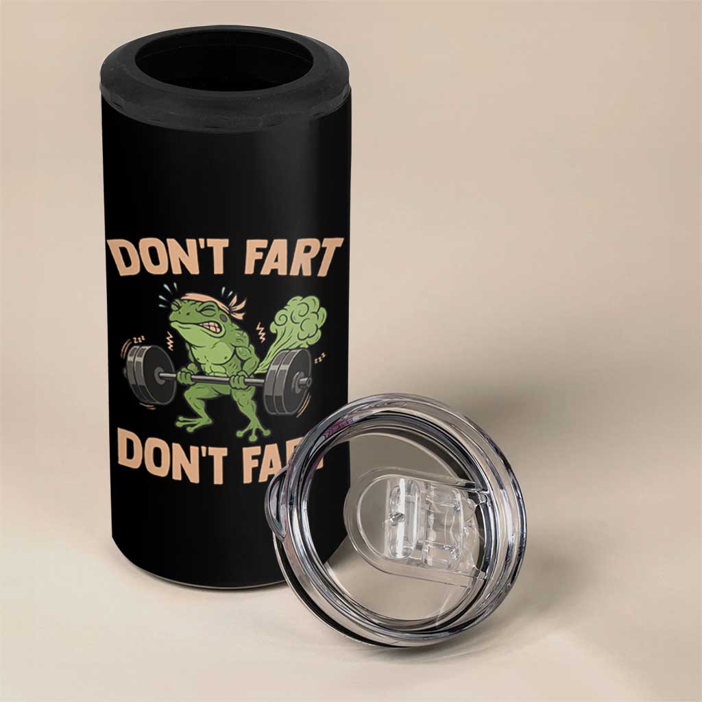 Gym Frog 4 in 1 Can Cooler Tumbler Dont Fart Workout Weights Squat Humor - Wonder Print Shop