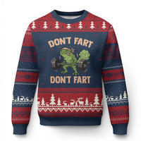 Gym Frog Ugly Christmas Sweater Dont Fart Workout Weights Squat Humor - Wonder Print Shop