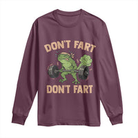 Gym Frog Long Sleeve Shirt Dont Fart Workout Weights Squat Humor - Wonder Print Shop