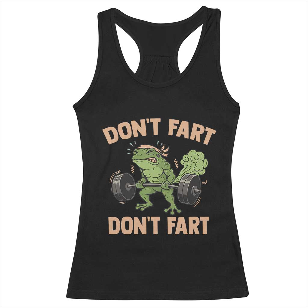 Gym Frog Racerback Tank Top Dont Fart Workout Weights Squat Humor - Wonder Print Shop