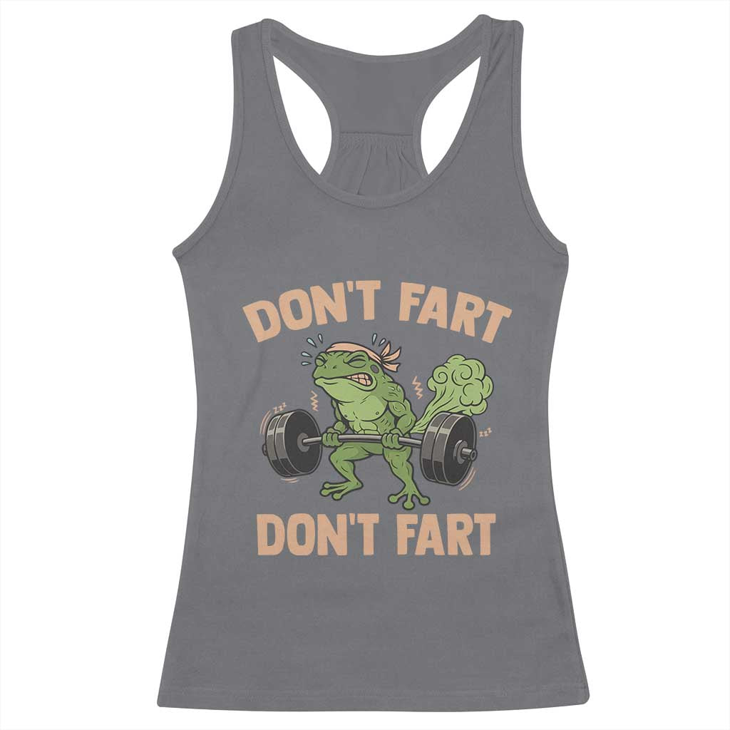 Gym Frog Racerback Tank Top Dont Fart Workout Weights Squat Humor - Wonder Print Shop