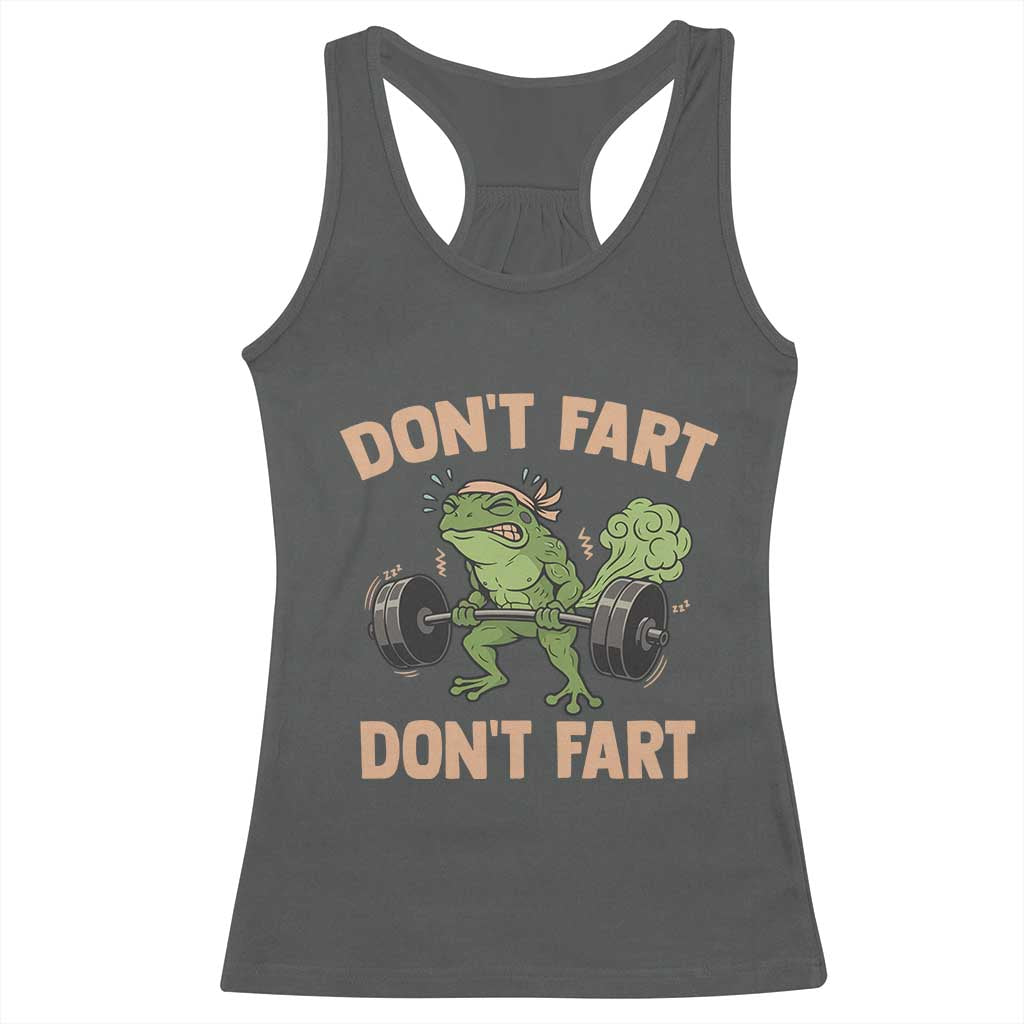 Gym Frog Racerback Tank Top Dont Fart Workout Weights Squat Humor - Wonder Print Shop