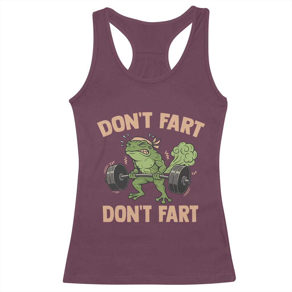 Gym Frog Racerback Tank Top Dont Fart Workout Weights Squat Humor - Wonder Print Shop