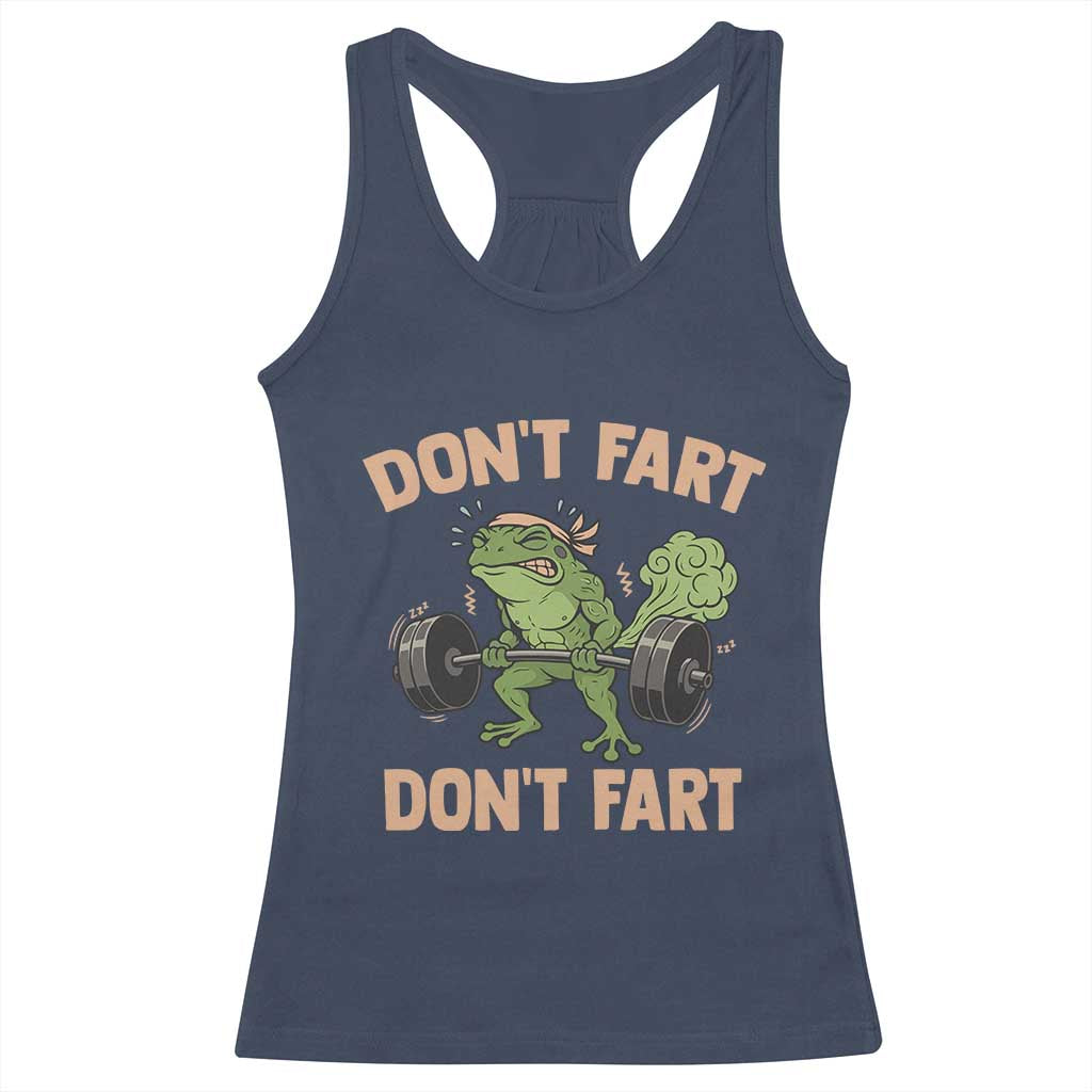 Gym Frog Racerback Tank Top Dont Fart Workout Weights Squat Humor - Wonder Print Shop
