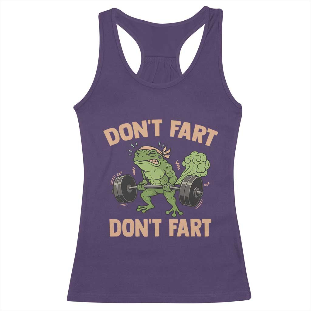 Gym Frog Racerback Tank Top Dont Fart Workout Weights Squat Humor - Wonder Print Shop