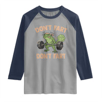 Gym Frog Raglan Shirt Dont Fart Workout Weights Squat Humor - Wonder Print Shop