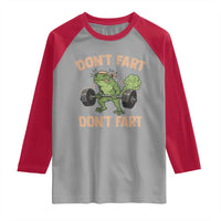 Gym Frog Raglan Shirt Dont Fart Workout Weights Squat Humor - Wonder Print Shop