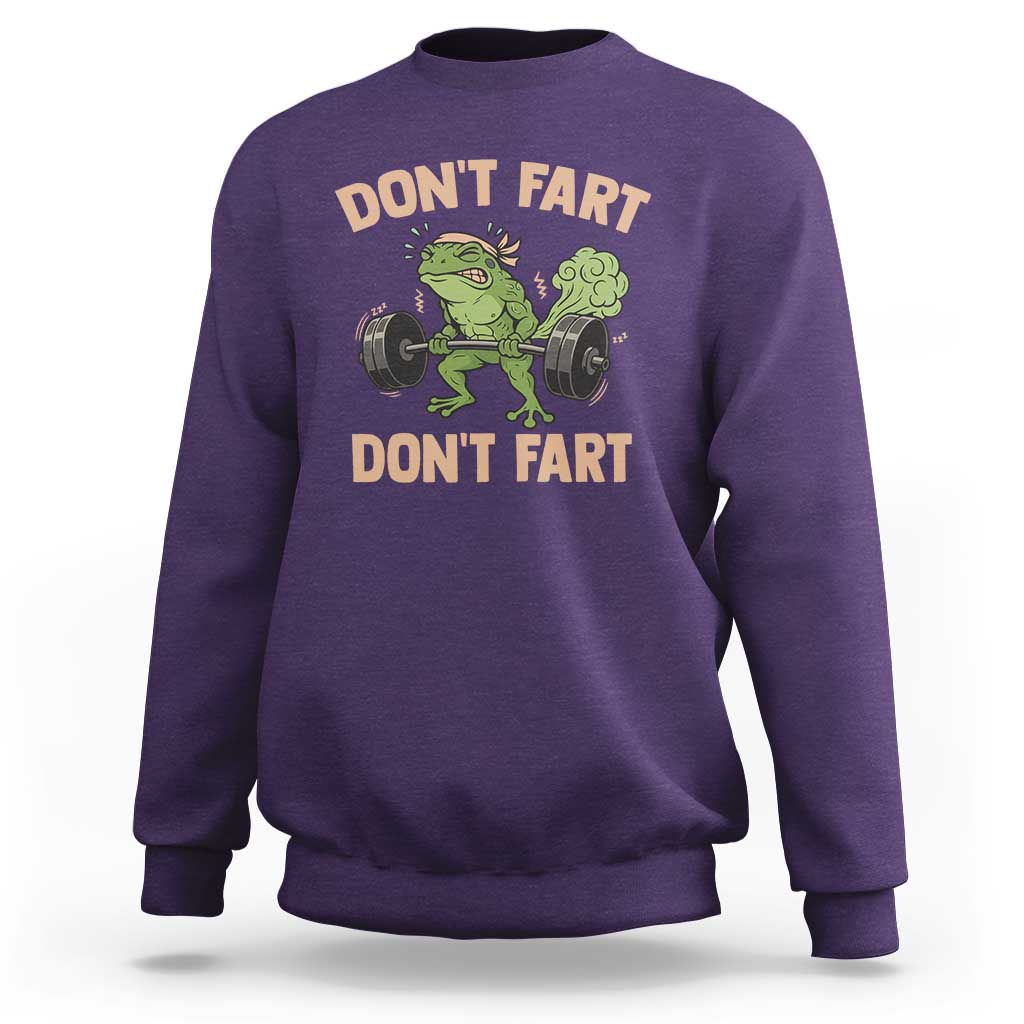 Gym Frog Sweatshirt Dont Fart Workout Weights Squat Humor - Wonder Print Shop