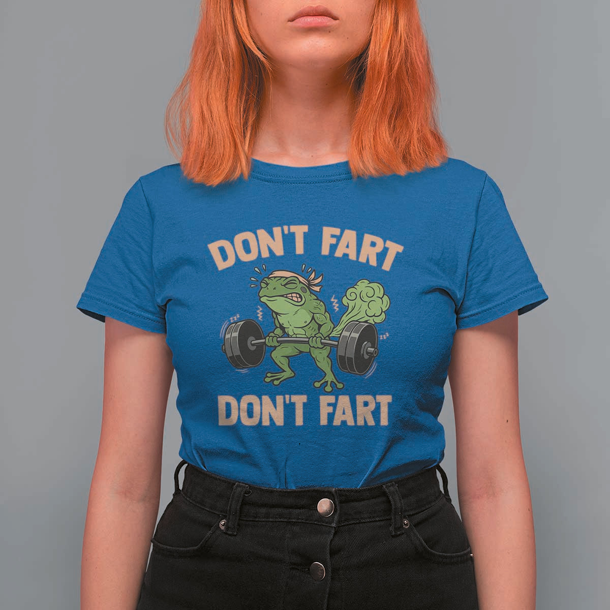 Gym Frog T Shirt For Women Dont Fart Workout Weights Squat Humor - Wonder Print Shop