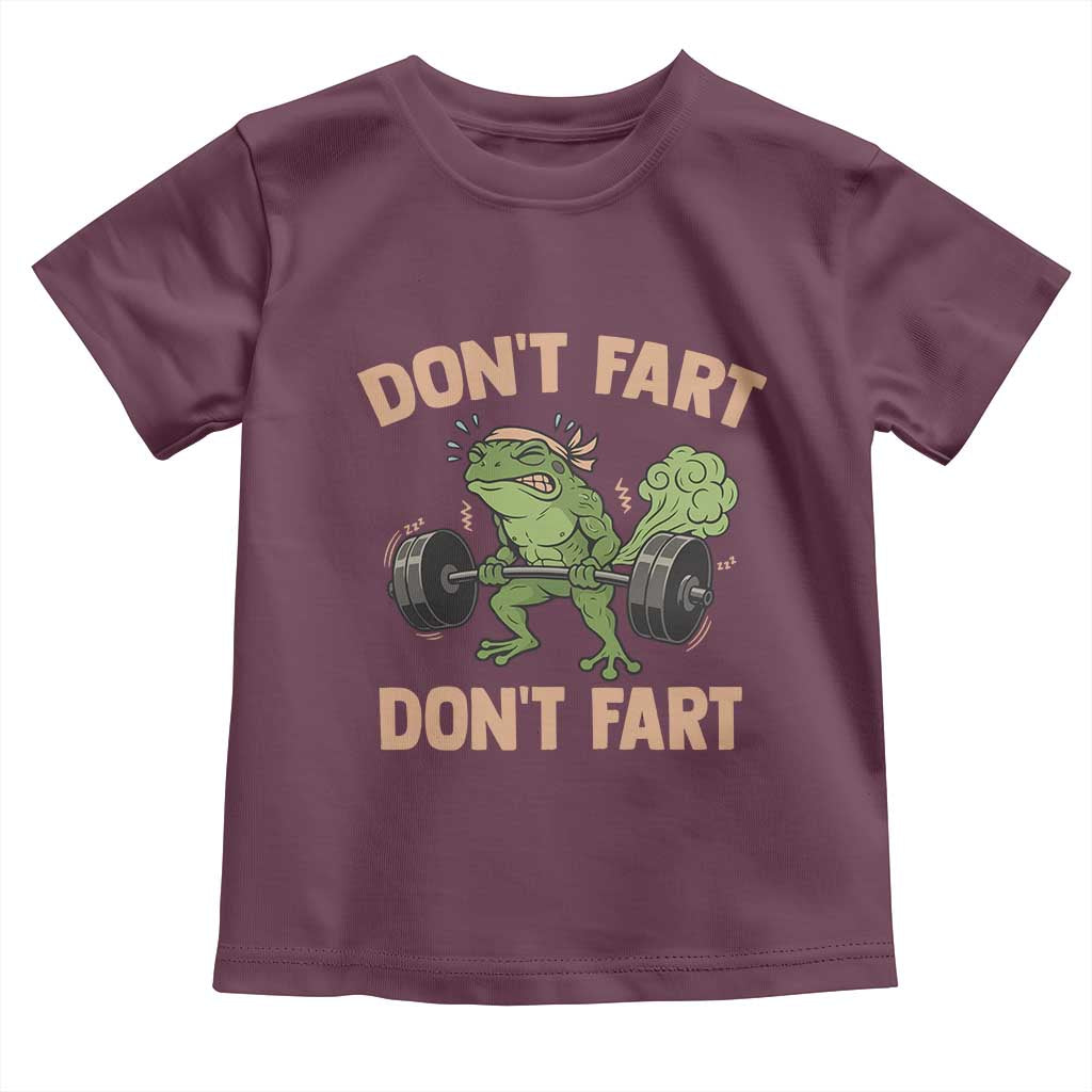 Gym Frog Toddler T Shirt Dont Fart Workout Weights Squat Humor - Wonder Print Shop