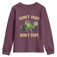 Gym Frog Youth Sweatshirt Dont Fart Workout Weights Squat Humor - Wonder Print Shop