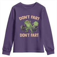 Gym Frog Youth Sweatshirt Dont Fart Workout Weights Squat Humor - Wonder Print Shop