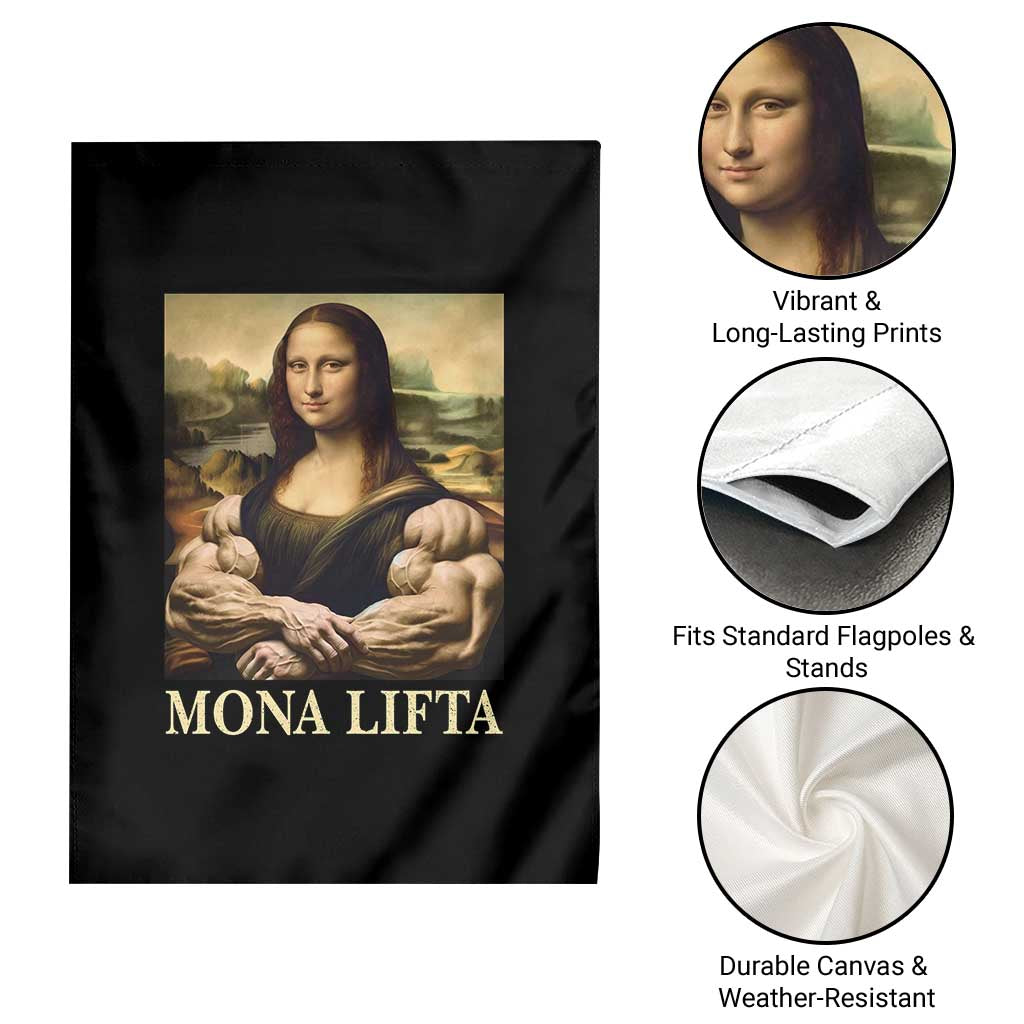 Funny Mona Lifta Muscle Mona Lisa Bodybuilding Fitness Gym Lover Garden Flag - Wonder Print Shop