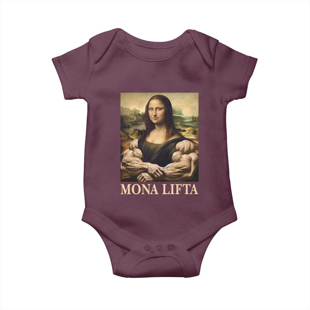 Funny Mona Lifta Muscle Mona Lisa Bodybuilding Fitness Gym Lover Baby Onesie - Wonder Print Shop