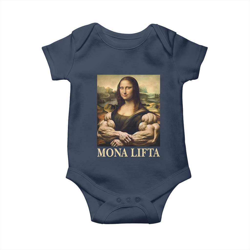 Funny Mona Lifta Muscle Mona Lisa Bodybuilding Fitness Gym Lover Baby Onesie - Wonder Print Shop