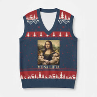 Funny Mona Lifta Muscle Mona Lisa Bodybuilding Fitness Gym Lover V-Neck Knit Sweater Vest - Wonder Print Shop