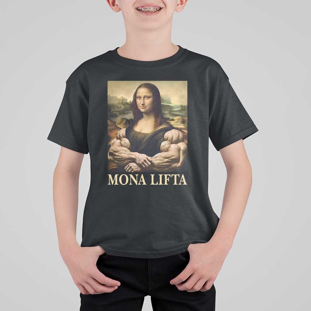 Funny Mona Lifta Muscle Mona Lisa Bodybuilding Fitness Gym Lover T Shirt For Kid - Wonder Print Shop