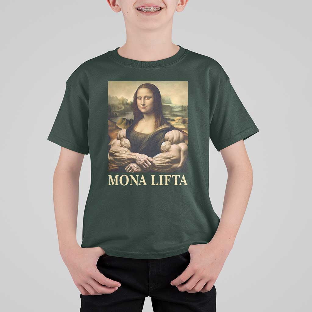 Funny Mona Lifta Muscle Mona Lisa Bodybuilding Fitness Gym Lover T Shirt For Kid - Wonder Print Shop