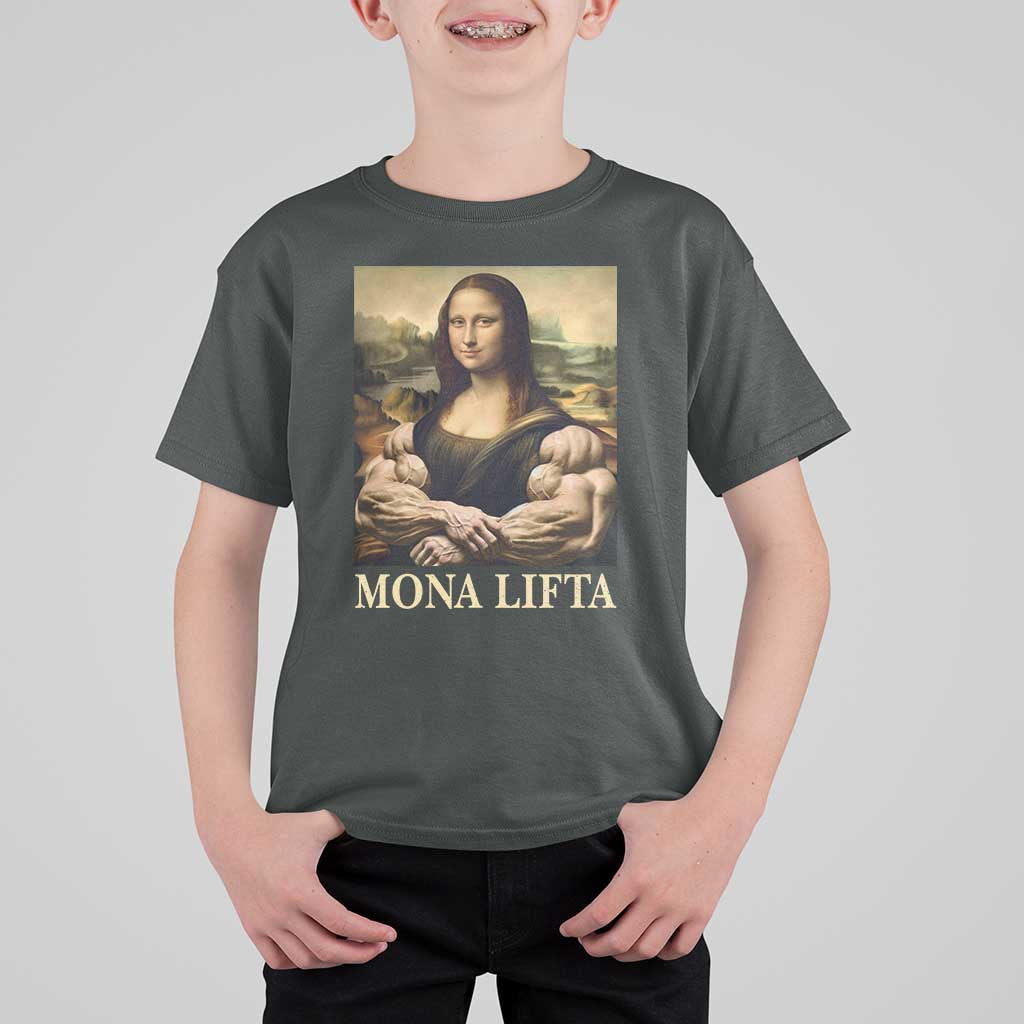 Funny Mona Lifta Muscle Mona Lisa Bodybuilding Fitness Gym Lover T Shirt For Kid - Wonder Print Shop