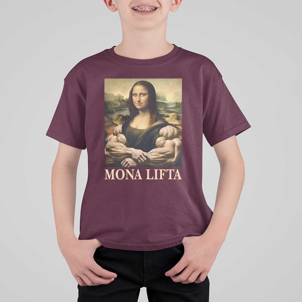 Funny Mona Lifta Muscle Mona Lisa Bodybuilding Fitness Gym Lover T Shirt For Kid - Wonder Print Shop