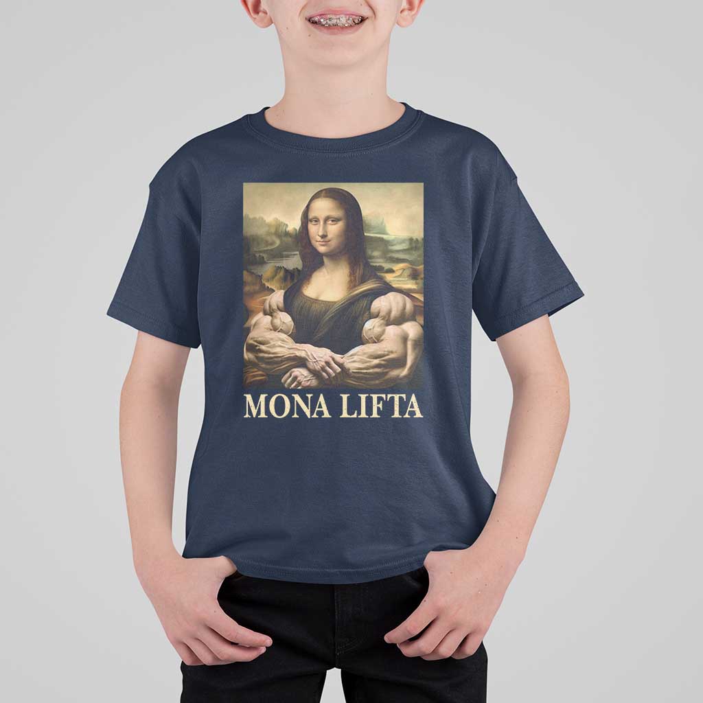 Funny Mona Lifta Muscle Mona Lisa Bodybuilding Fitness Gym Lover T Shirt For Kid - Wonder Print Shop