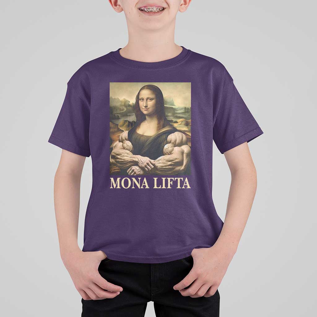 Funny Mona Lifta Muscle Mona Lisa Bodybuilding Fitness Gym Lover T Shirt For Kid - Wonder Print Shop