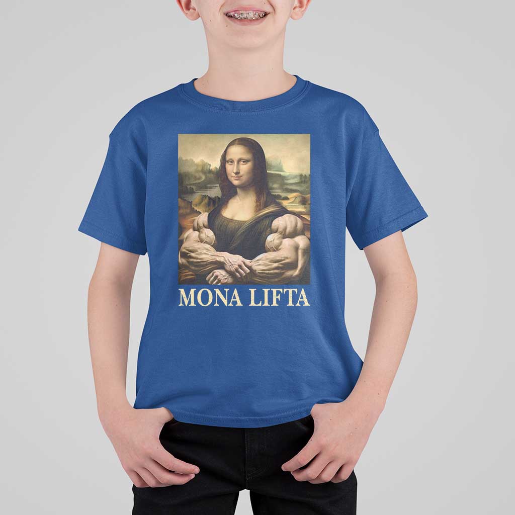 Funny Mona Lifta Muscle Mona Lisa Bodybuilding Fitness Gym Lover T Shirt For Kid - Wonder Print Shop