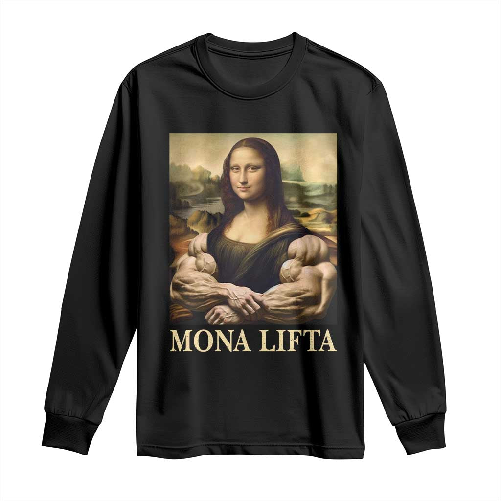 Funny Mona Lifta Muscle Mona Lisa Bodybuilding Fitness Gym Lover Long Sleeve Shirt - Wonder Print Shop