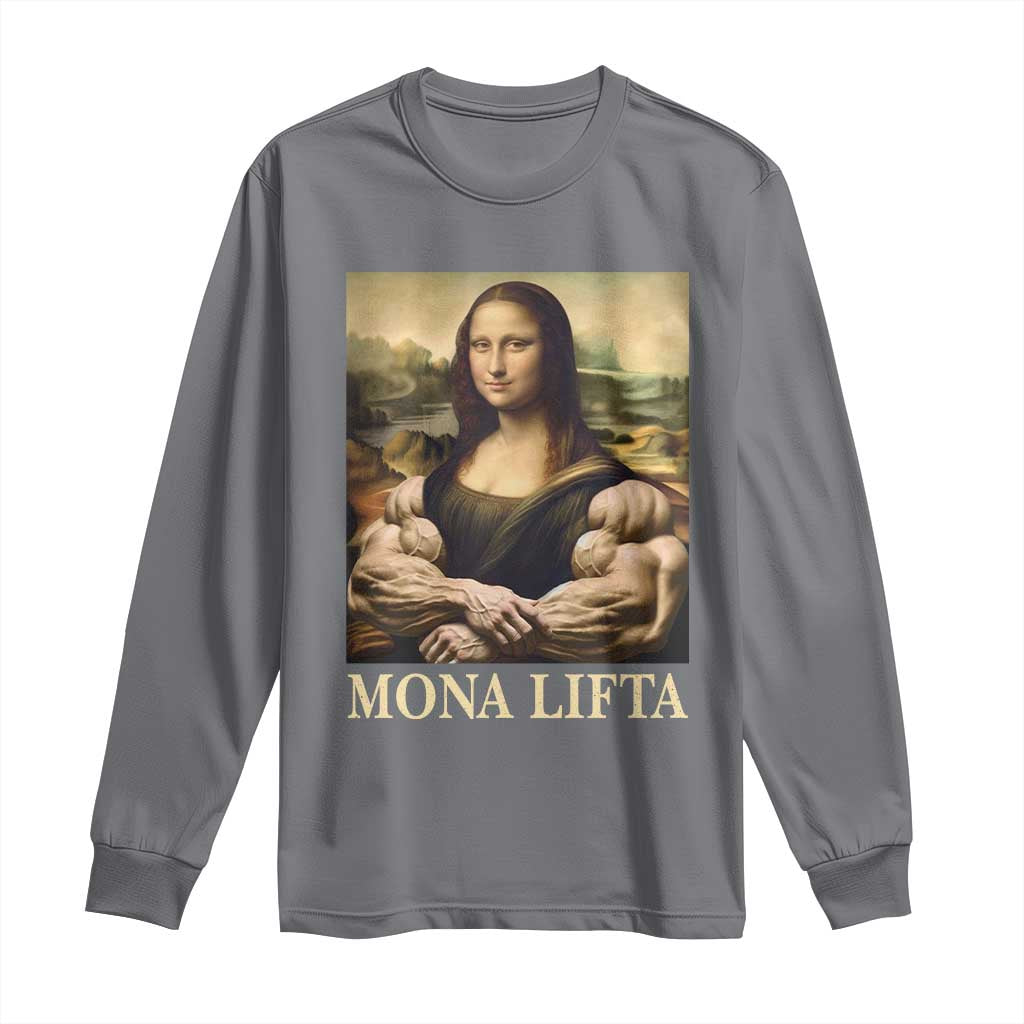 Funny Mona Lifta Muscle Mona Lisa Bodybuilding Fitness Gym Lover Long Sleeve Shirt - Wonder Print Shop