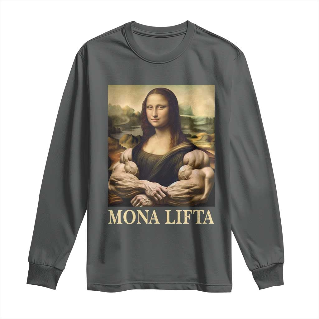 Funny Mona Lifta Muscle Mona Lisa Bodybuilding Fitness Gym Lover Long Sleeve Shirt - Wonder Print Shop