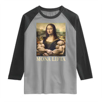 Funny Mona Lifta Muscle Mona Lisa Bodybuilding Fitness Gym Lover Raglan Shirt - Wonder Print Shop