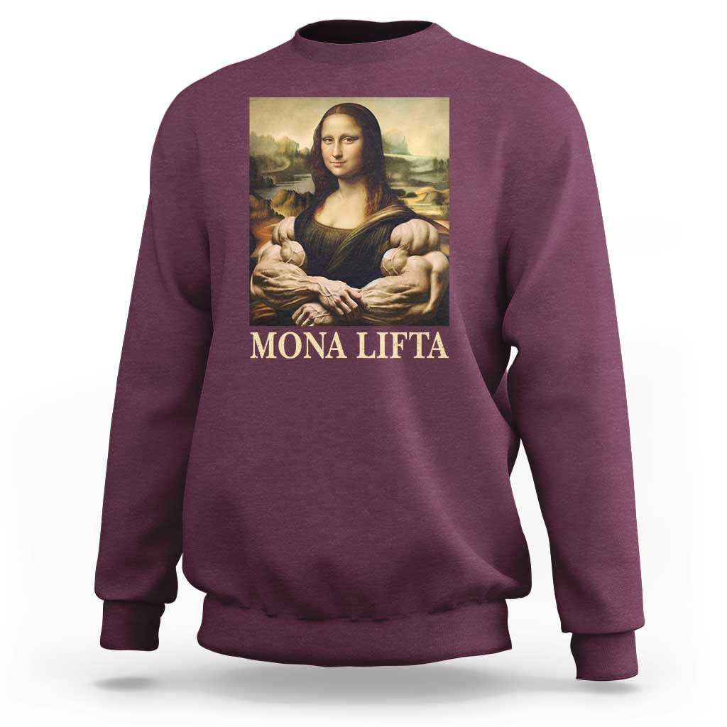 Funny Mona Lifta Muscle Mona Lisa Bodybuilding Fitness Gym Lover Sweatshirt - Wonder Print Shop
