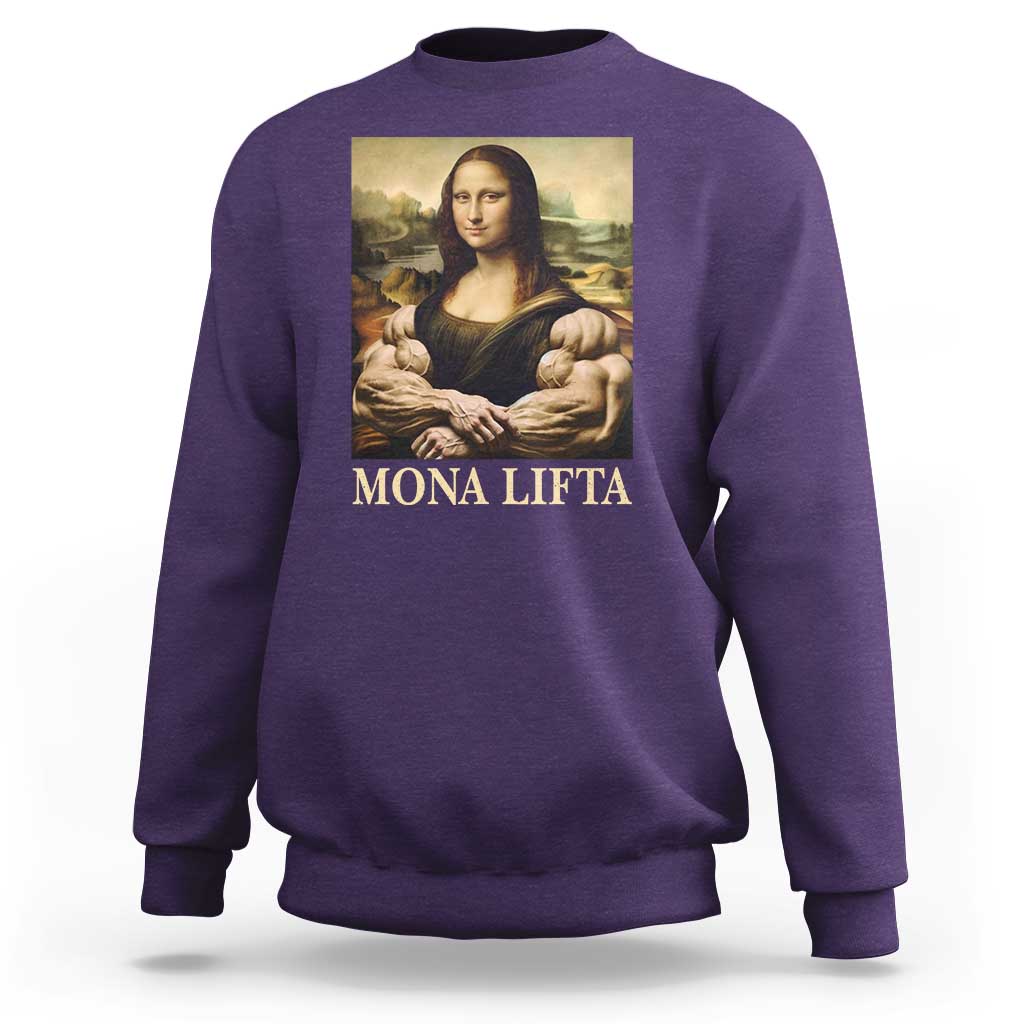 Funny Mona Lifta Muscle Mona Lisa Bodybuilding Fitness Gym Lover Sweatshirt - Wonder Print Shop