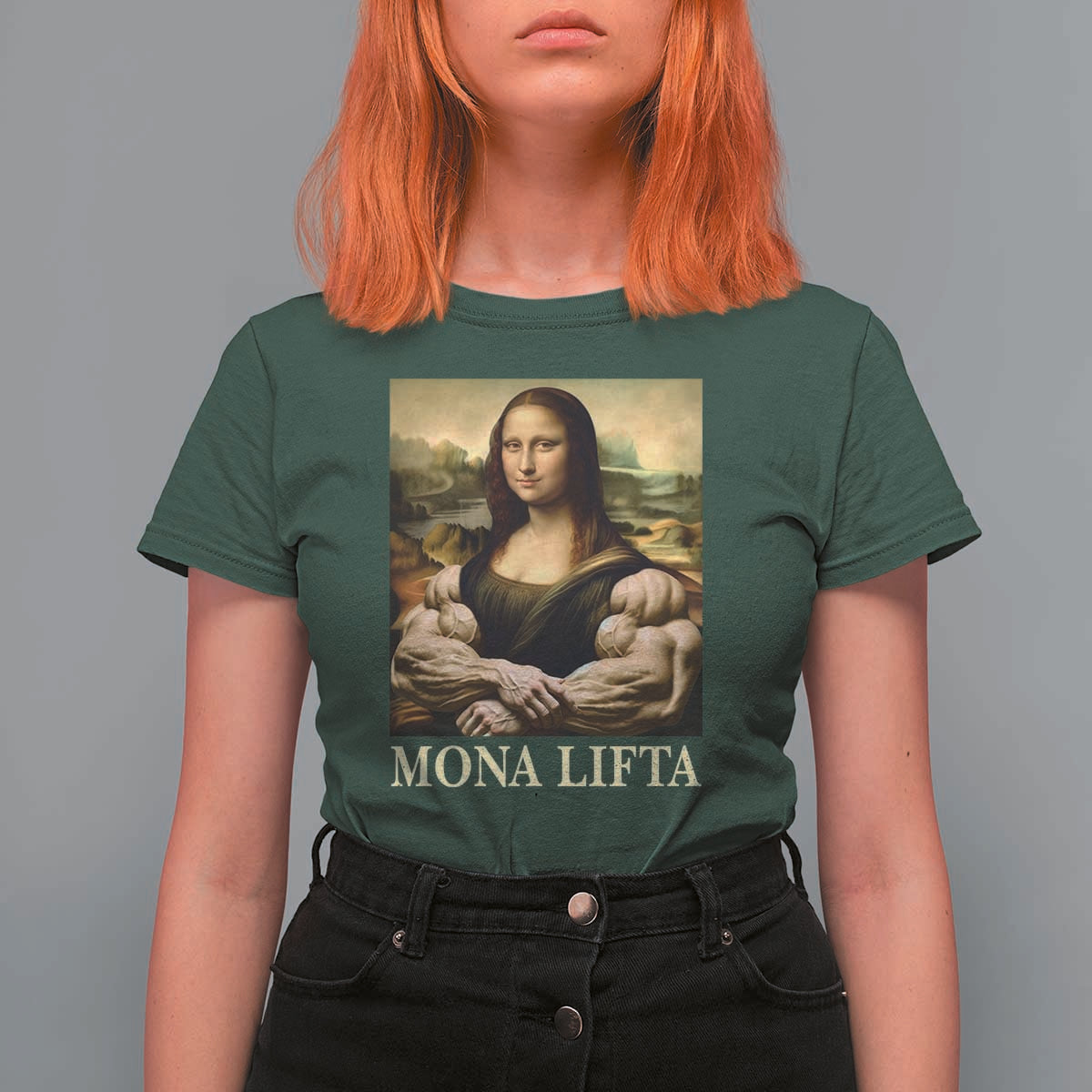 Funny Mona Lifta Muscle Mona Lisa Bodybuilding Fitness Gym Lover T Shirt For Women - Wonder Print Shop