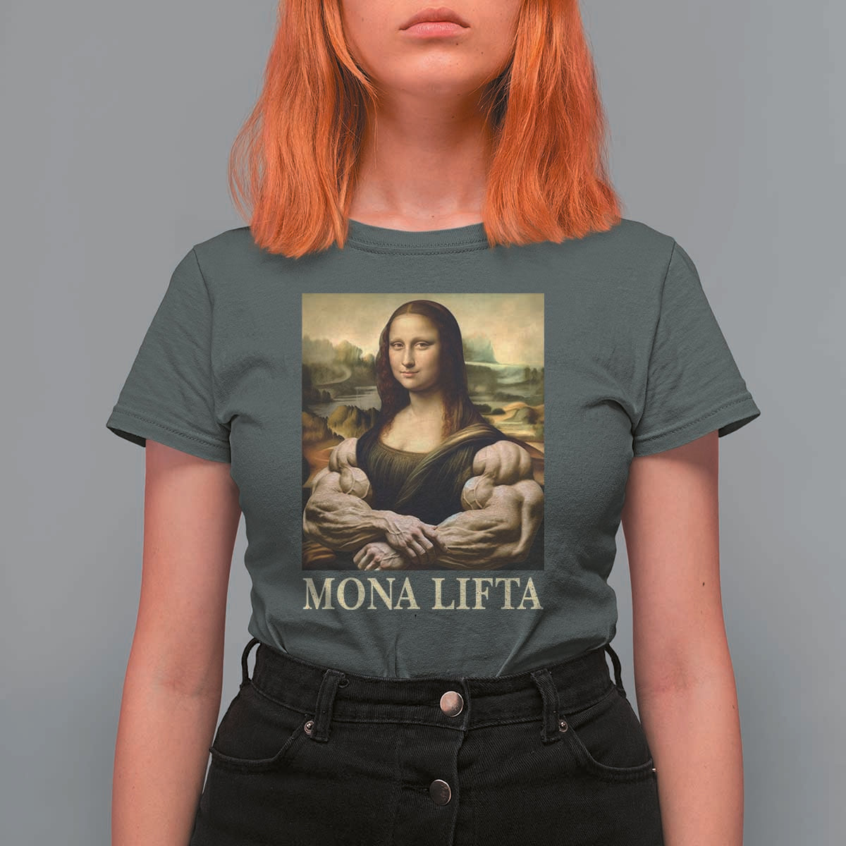 Funny Mona Lifta Muscle Mona Lisa Bodybuilding Fitness Gym Lover T Shirt For Women - Wonder Print Shop