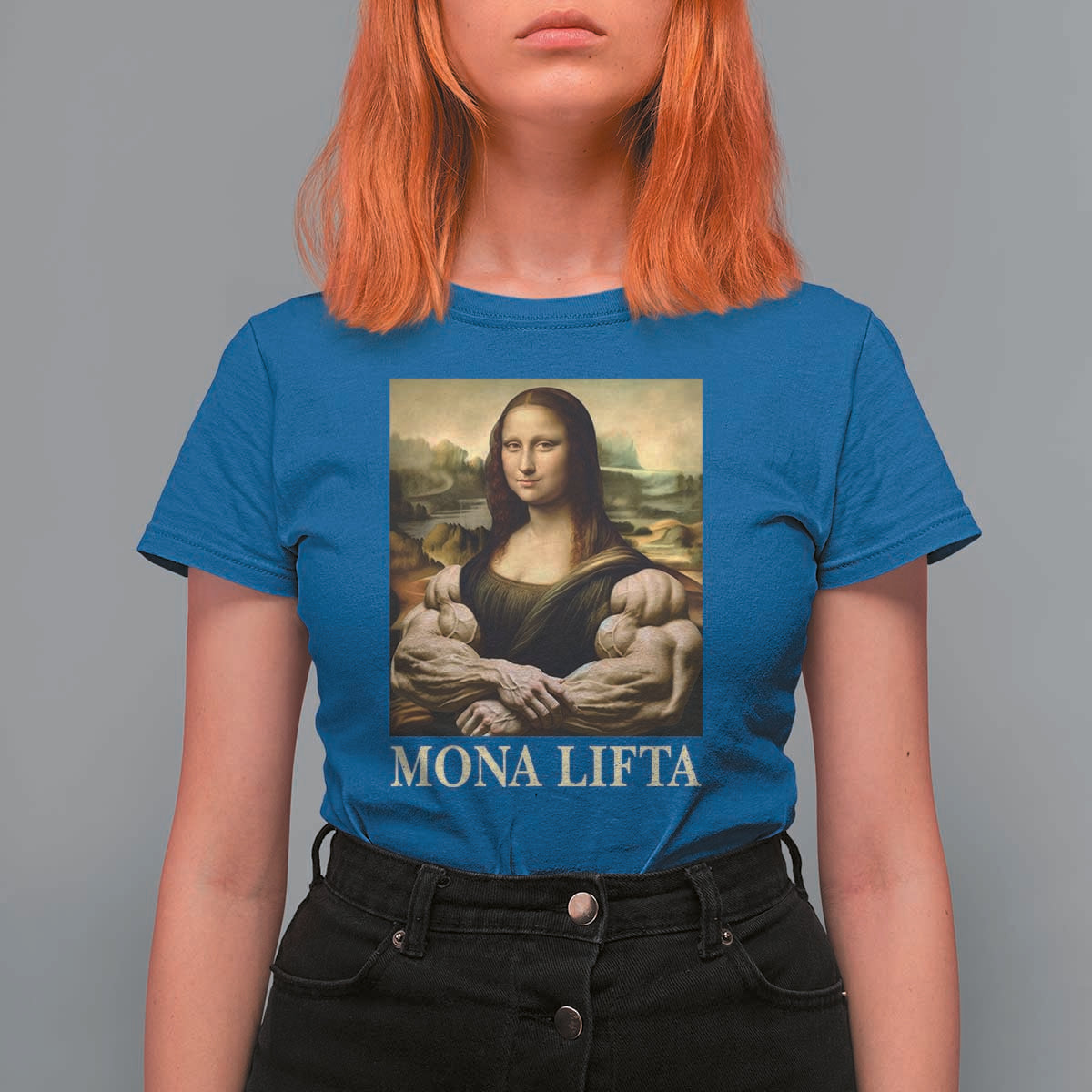 Funny Mona Lifta Muscle Mona Lisa Bodybuilding Fitness Gym Lover T Shirt For Women - Wonder Print Shop